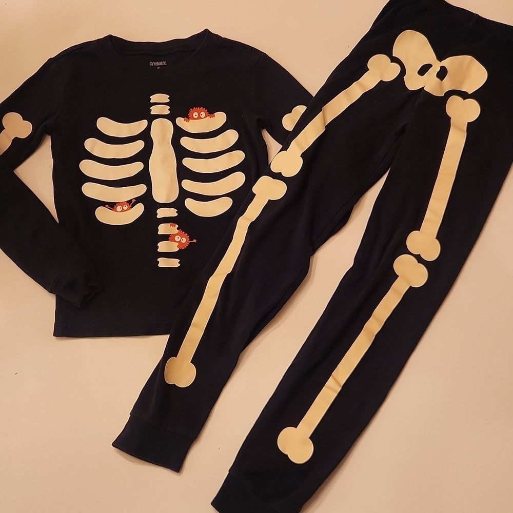 Gymboree Skeleton Bones Pajama Set Size 10